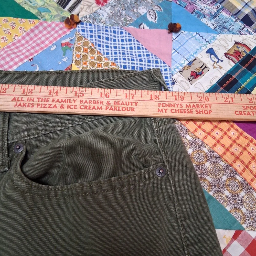 Levi's 514 Straight Fit Pants Mens 38x32 Olive Green Cotton Canvas Workwear